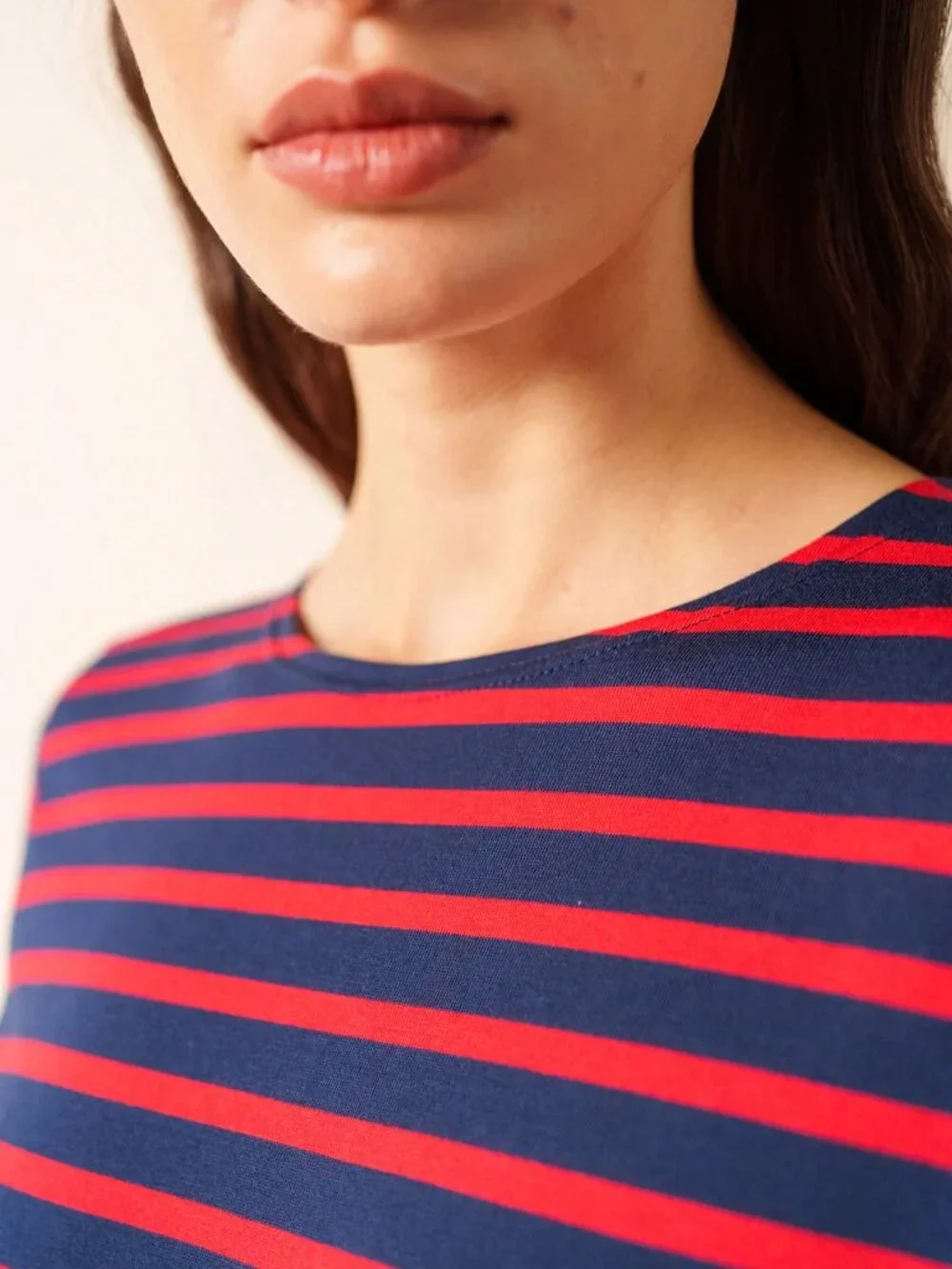 Saint James GALATHEE II Breton Striped Top Navy/Red wm sz 10 (slim) - Picture 10 of 11